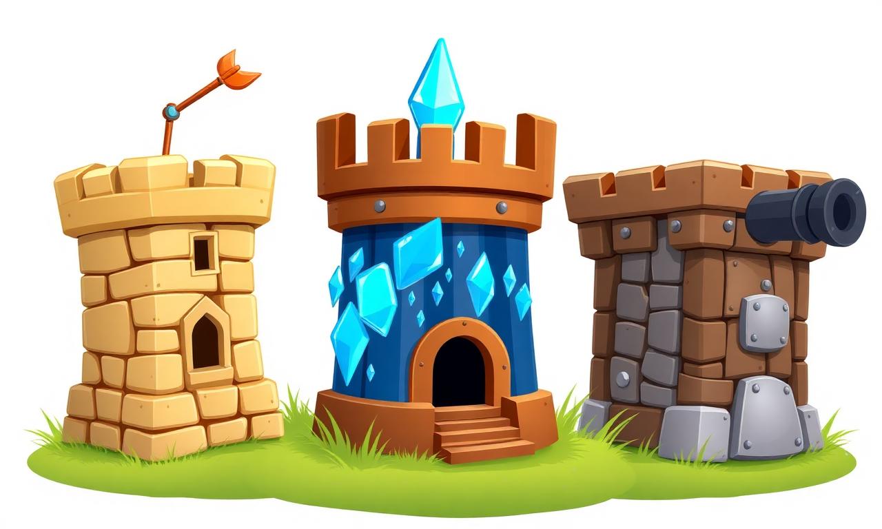Promotional artwork for the Basic, Frost, and Cannon core campaign towers